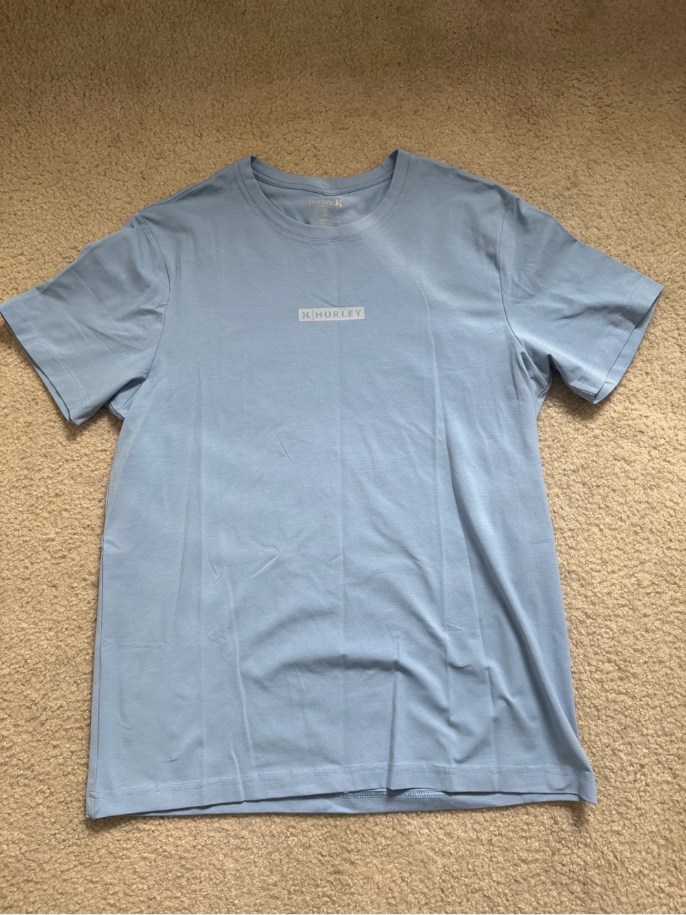 Hurley Men's Pastel Blue Crew Neck Graphic Tee